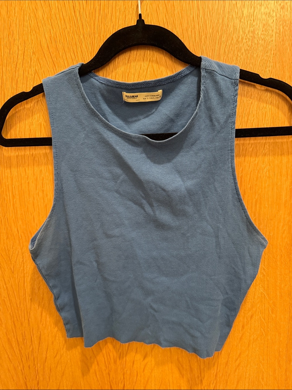 Pull & Bear Blue Ribbed Crop Tank